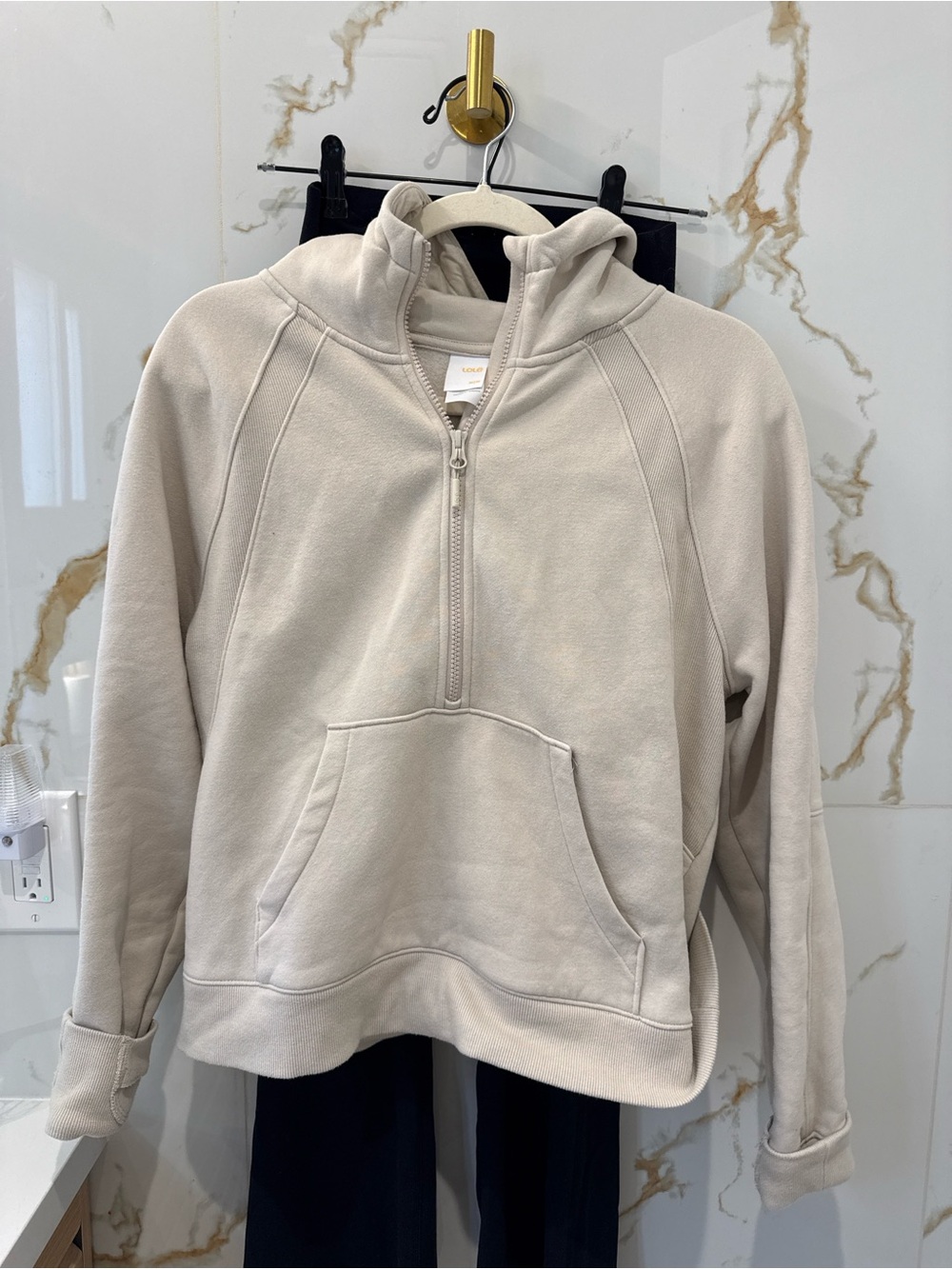 Lole Neutral Zip-Hood Pullover in Beige